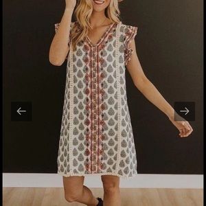 Elegant Ruffle Trim Shoulder V-Neck Mini Dress